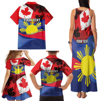 Personalized Canadian Grown With Filipino Roots Family Matching Tank Maxi Dress and Hawaiian Shirt