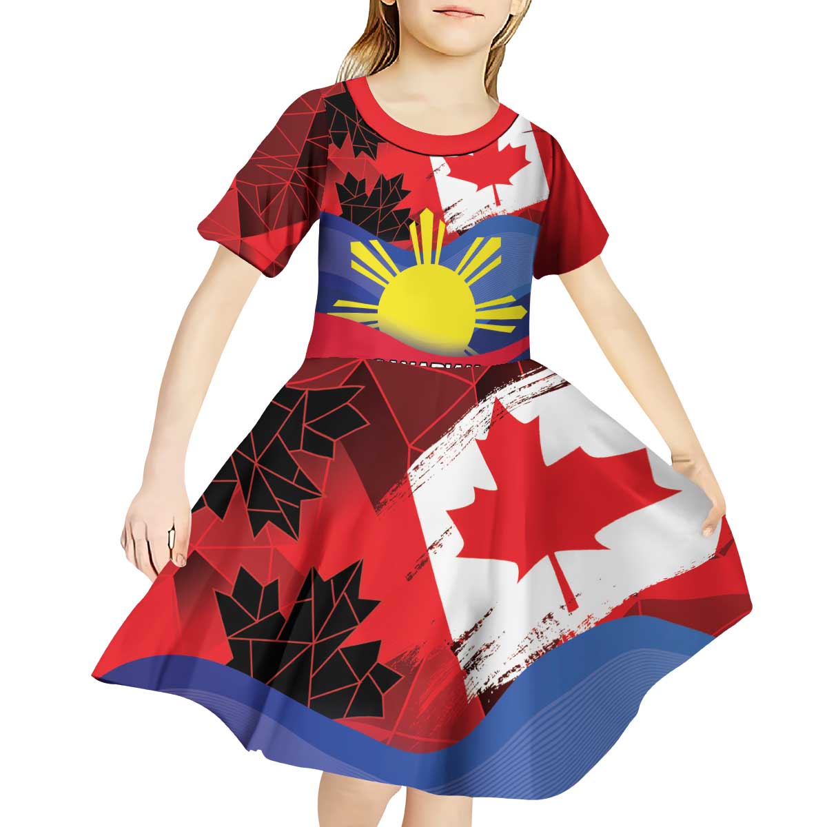 Personalized Canadian Grown With Filipino Roots Kid Short Sleeve Dress