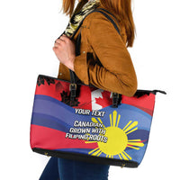 Personalized Canadian Grown With Filipino Roots Leather Tote Bag