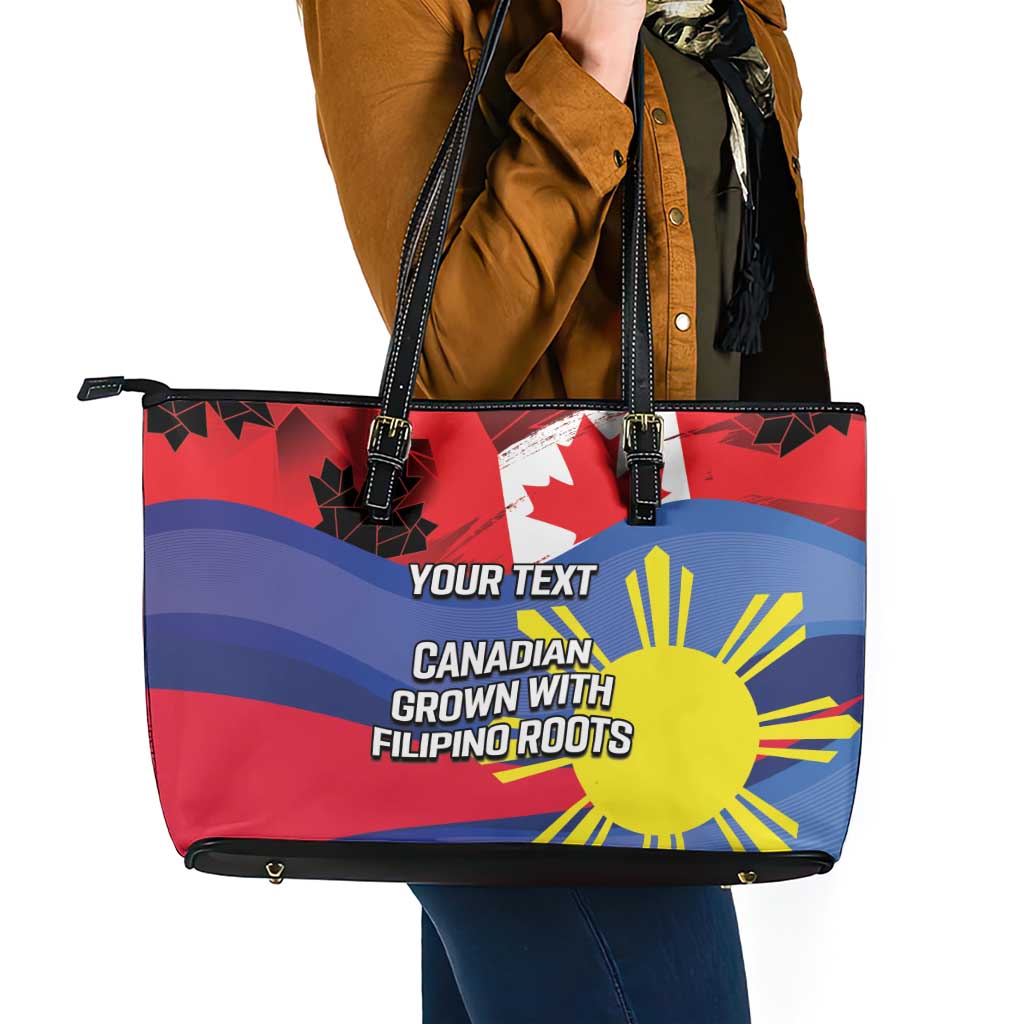 Personalized Canadian Grown With Filipino Roots Leather Tote Bag