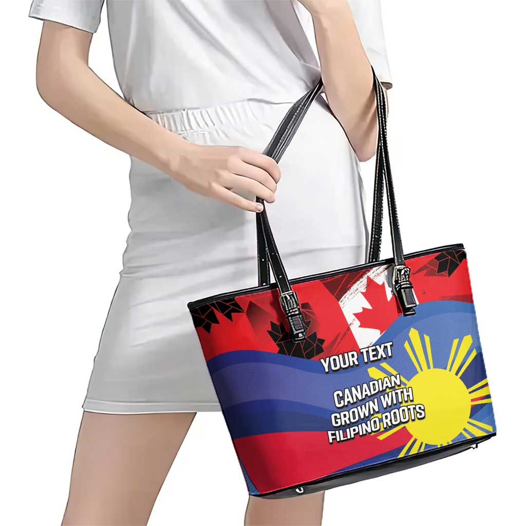 Personalized Canadian Grown With Filipino Roots Leather Tote Bag