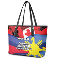 Personalized Canadian Grown With Filipino Roots Leather Tote Bag