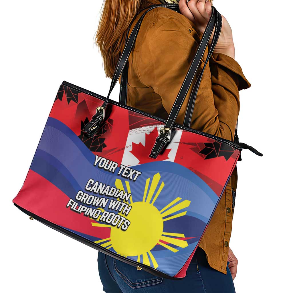 Personalized Canadian Grown With Filipino Roots Leather Tote Bag