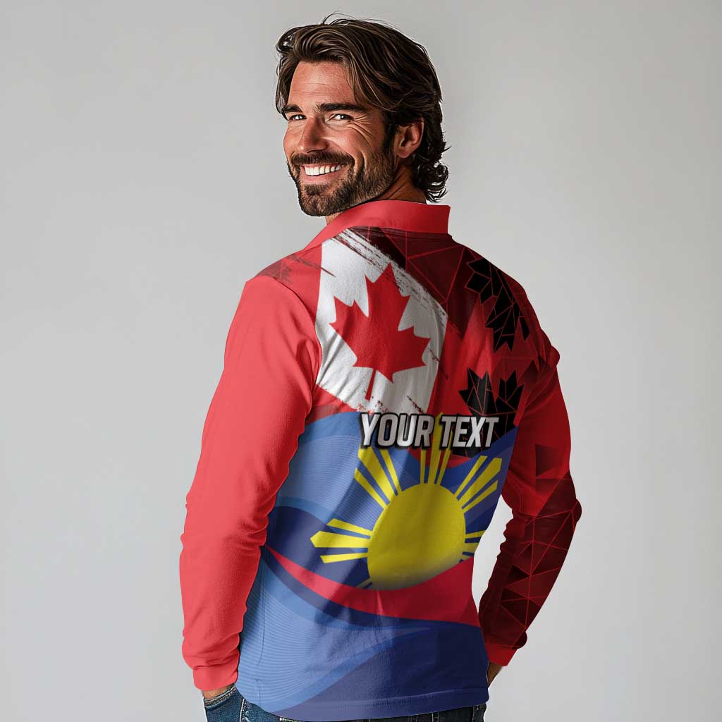 Personalized Canadian Grown With Filipino Roots Long Sleeve Polo Shirt