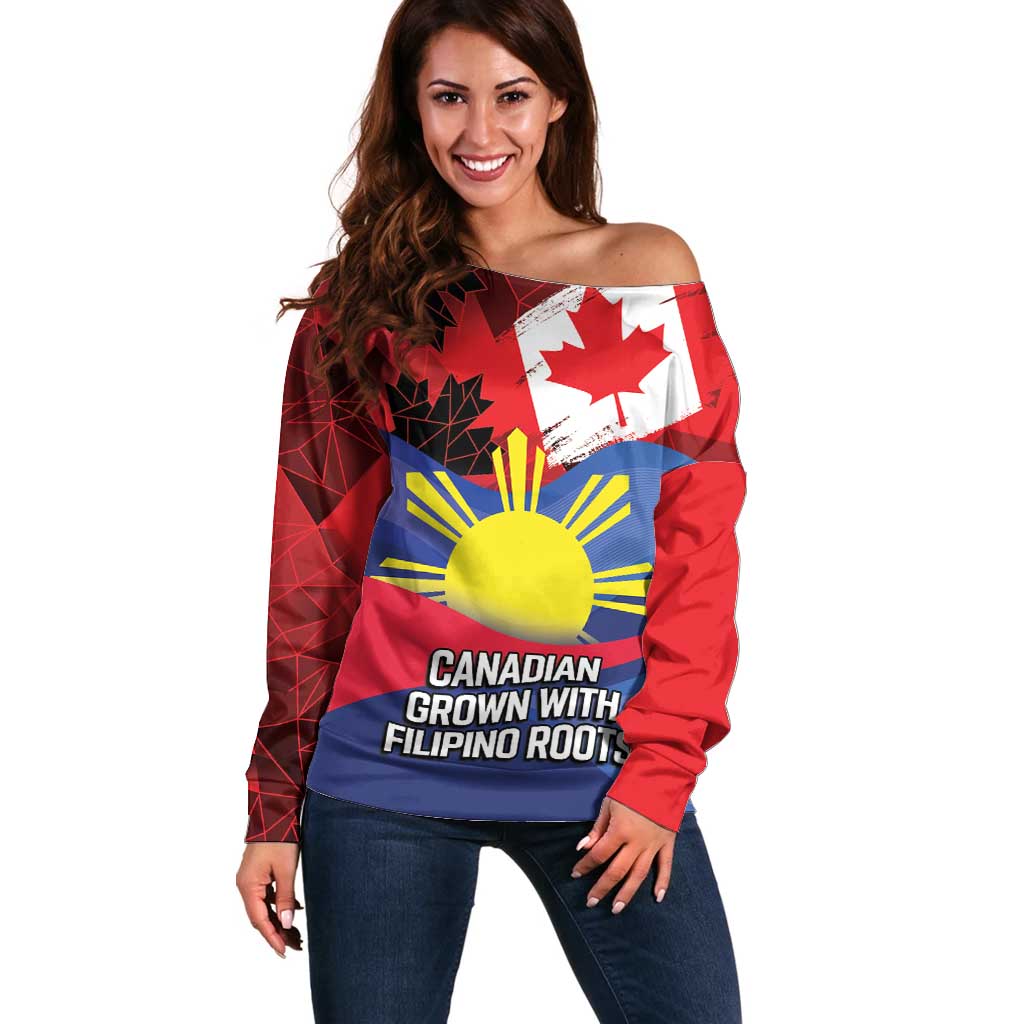 Personalized Canadian Grown With Filipino Roots Off Shoulder Sweater
