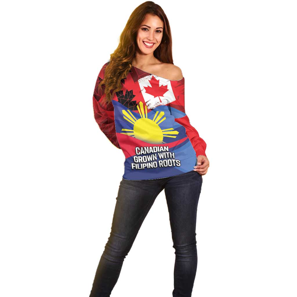 Personalized Canadian Grown With Filipino Roots Off Shoulder Sweater
