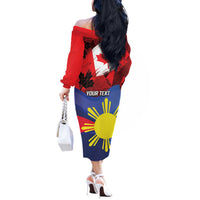 Personalized Canadian Grown With Filipino Roots Off The Shoulder Long Sleeve Dress