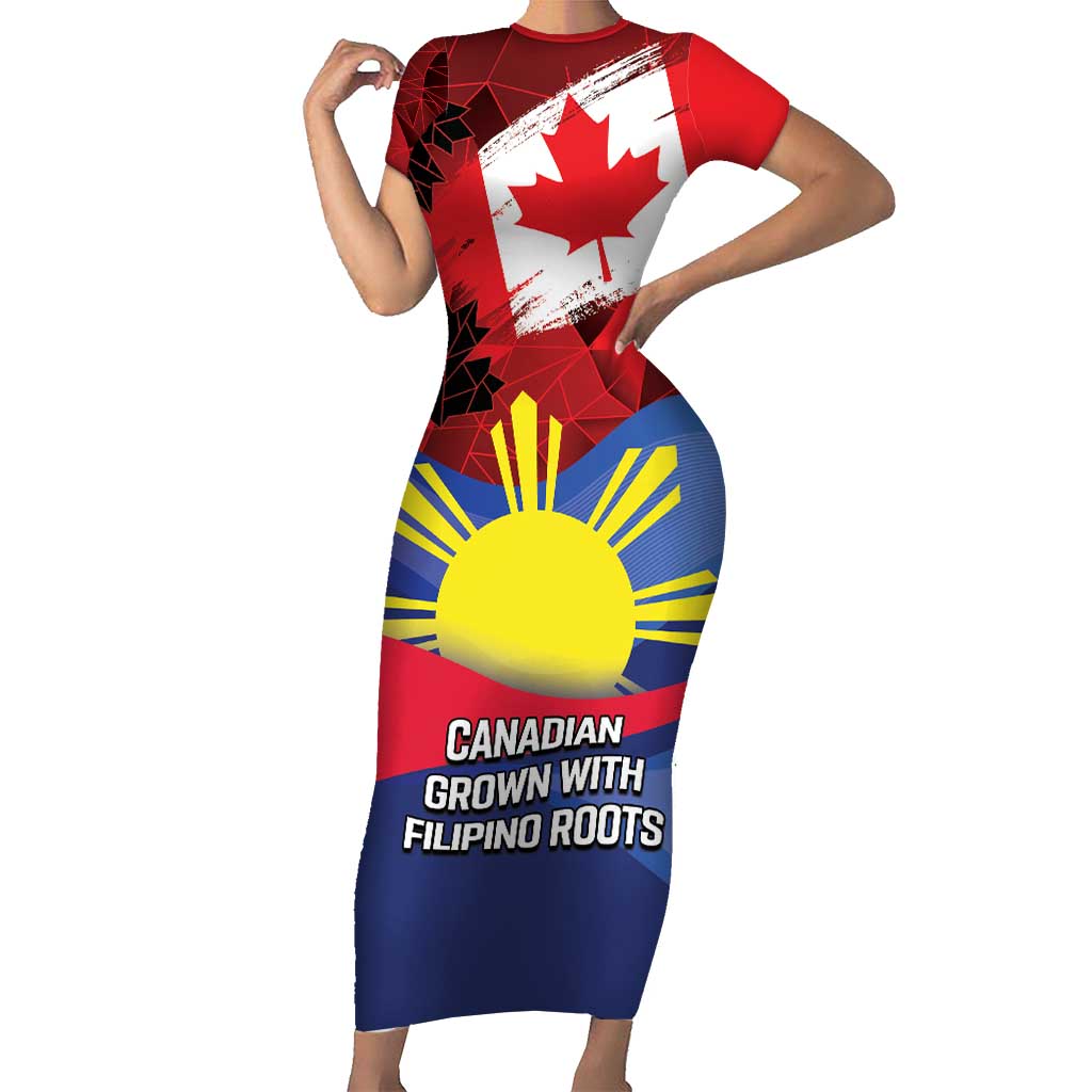 Personalized Canadian Grown With Filipino Roots Short Sleeve Bodycon Dress