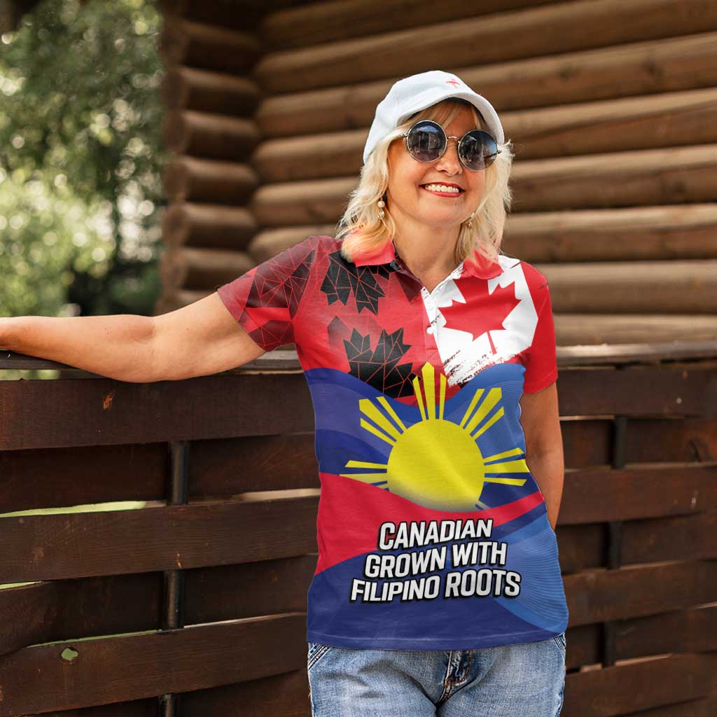 Personalized Canadian Grown With Filipino Roots Women Polo Shirt