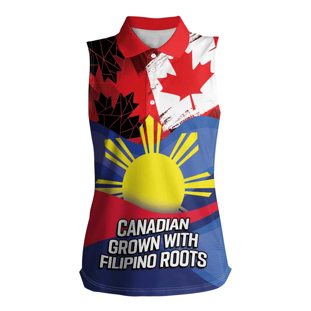 Personalized Canadian Grown With Filipino Roots Women Sleeveless Polo Shirt