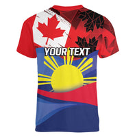 Personalized Canadian Grown With Filipino Roots Women V-Neck T-Shirt