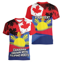 Personalized Canadian Grown With Filipino Roots Women V-Neck T-Shirt