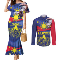 Personalized Filipino Roots Philippines Heritage Couples Matching Mermaid Dress and Long Sleeve Button Shirt