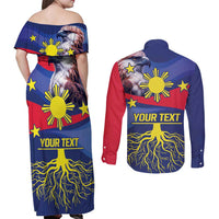 Personalized Filipino Roots Philippines Heritage Couples Matching Off Shoulder Maxi Dress and Long Sleeve Button Shirt