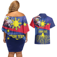 Personalized Filipino Roots Philippines Heritage Couples Matching Off Shoulder Short Dress and Hawaiian Shirt