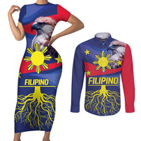 Personalized Filipino Roots Philippines Heritage Couples Matching Short Sleeve Bodycon Dress and Long Sleeve Button Shirt