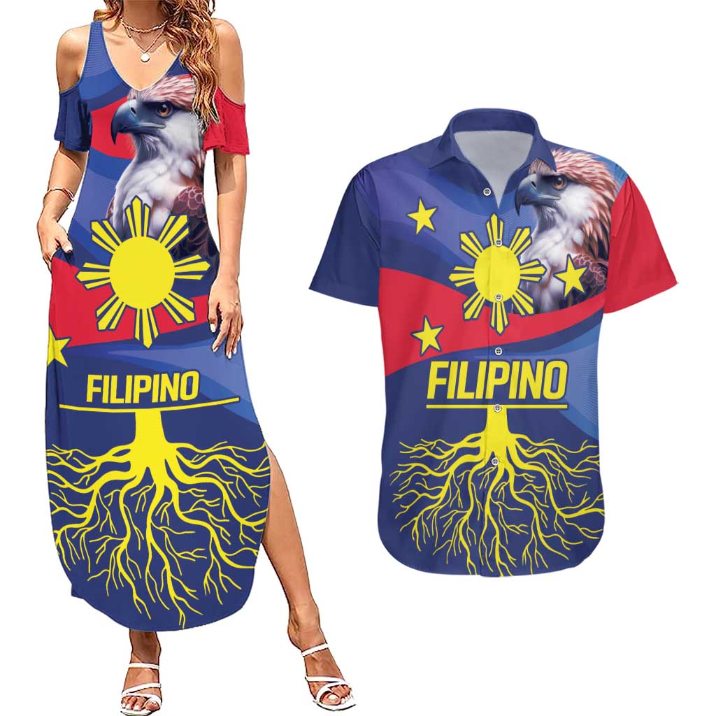 Personalized Filipino Roots Philippines Heritage Couples Matching Summer Maxi Dress and Hawaiian Shirt