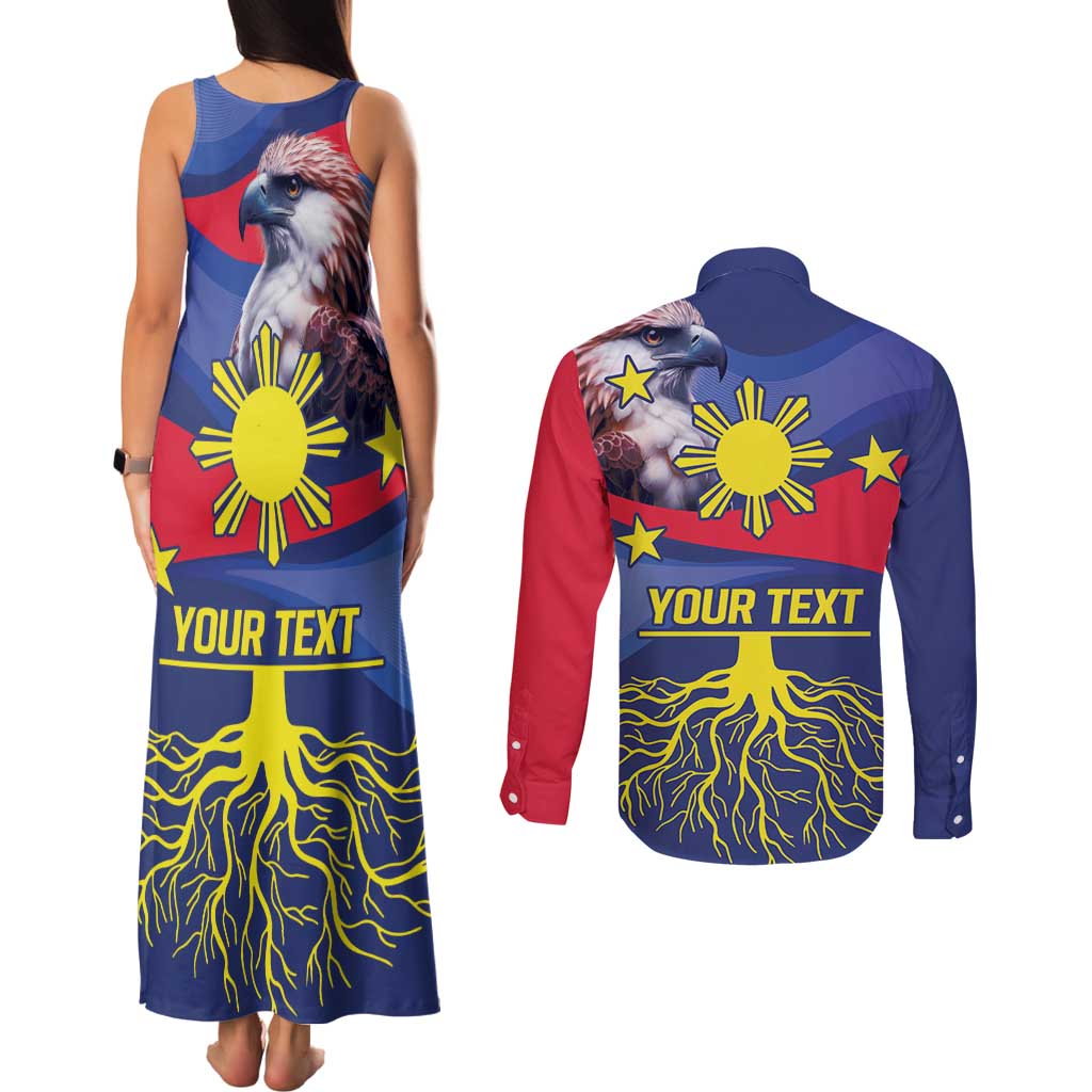 Personalized Filipino Roots Philippines Heritage Couples Matching Tank Maxi Dress and Long Sleeve Button Shirt