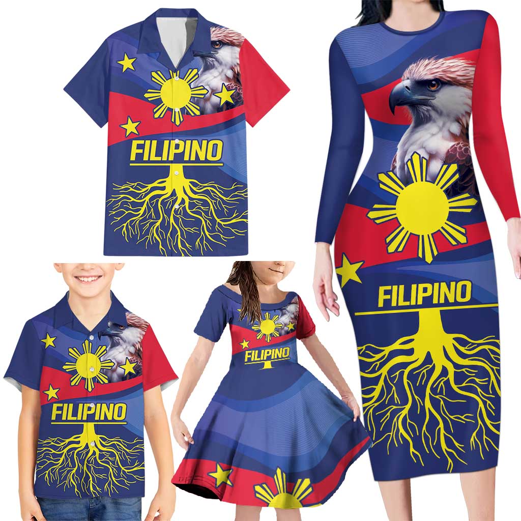 Personalized Filipino Roots Philippines Heritage Family Matching Long Sleeve Bodycon Dress and Hawaiian Shirt