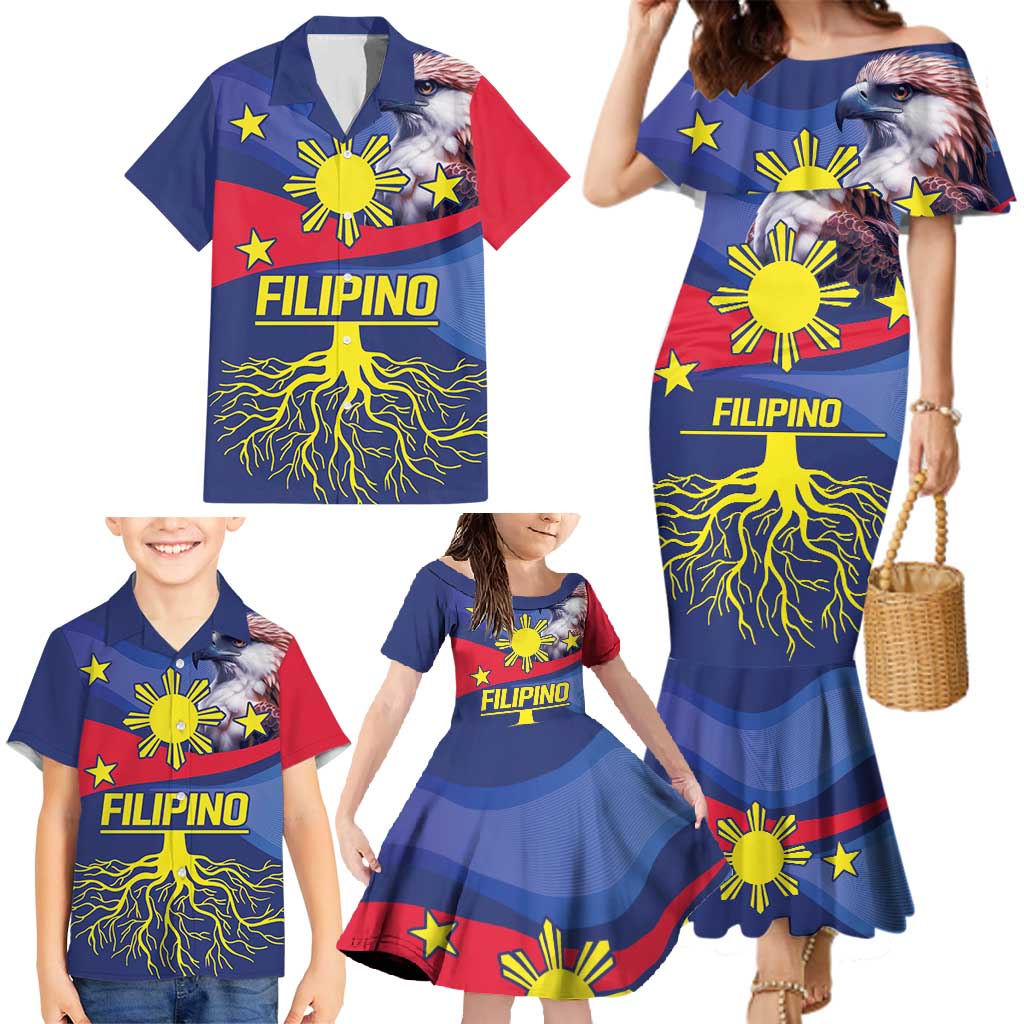 Personalized Filipino Roots Philippines Heritage Family Matching Mermaid Dress and Hawaiian Shirt