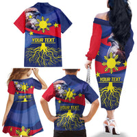 Personalized Filipino Roots Philippines Heritage Family Matching Off The Shoulder Long Sleeve Dress and Hawaiian Shirt