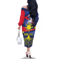 Personalized Filipino Roots Philippines Heritage Family Matching Off The Shoulder Long Sleeve Dress and Hawaiian Shirt