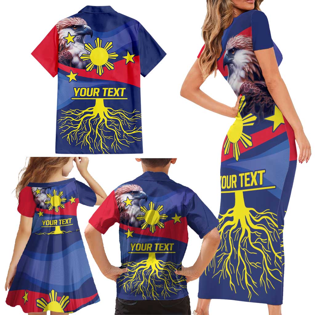 Personalized Filipino Roots Philippines Heritage Family Matching Short Sleeve Bodycon Dress and Hawaiian Shirt