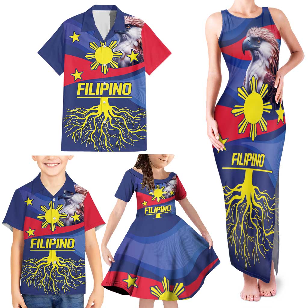 Personalized Filipino Roots Philippines Heritage Family Matching Tank Maxi Dress and Hawaiian Shirt