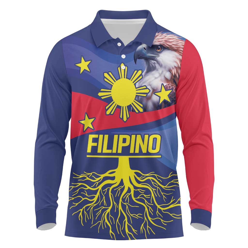 Personalized Filipino Roots Philippines Heritage Long Sleeve Polo Shirt