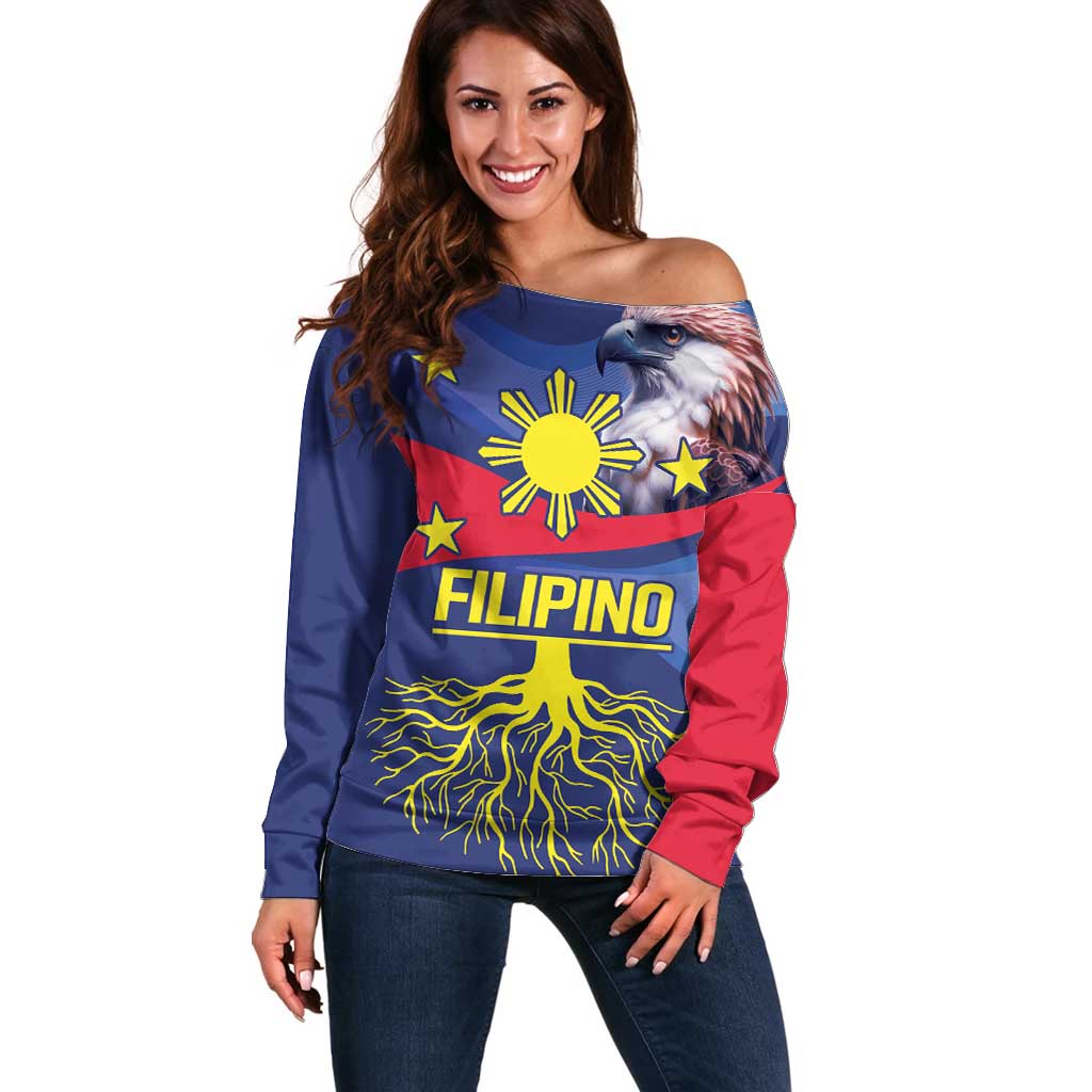 Personalized Filipino Roots Philippines Heritage Off Shoulder Sweater
