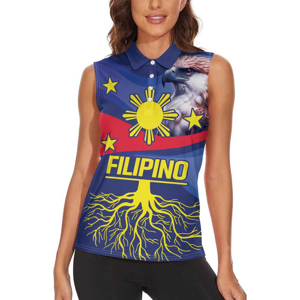 Personalized Filipino Roots Philippines Heritage Women Sleeveless Polo Shirt