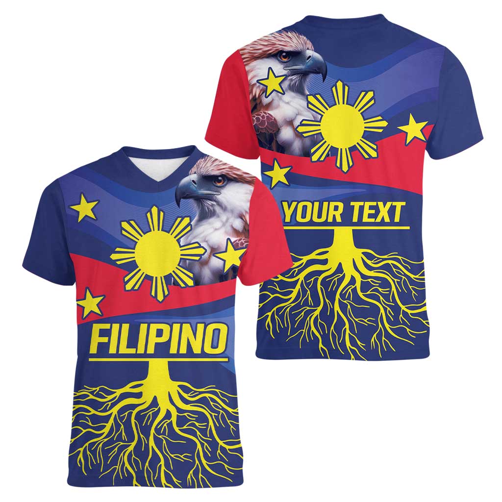 Personalized Filipino Roots Philippines Heritage Women V-Neck T-Shirt