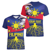 Personalized Filipino Roots Philippines Heritage Women V-Neck T-Shirt