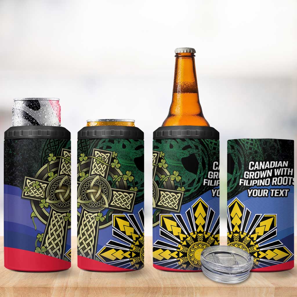 Personalized Irish Grown With Filipino Roots 4 in 1 Can Cooler Tumbler