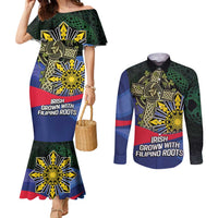Personalized Irish Grown With Filipino Roots Couples Matching Mermaid Dress and Long Sleeve Button Shirt