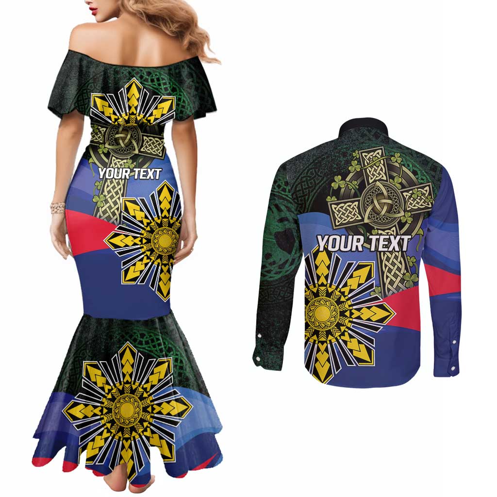 Personalized Irish Grown With Filipino Roots Couples Matching Mermaid Dress and Long Sleeve Button Shirt