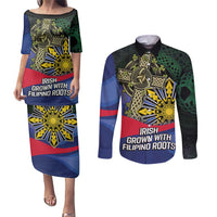 Personalized Irish Grown With Filipino Roots Couples Matching Puletasi and Long Sleeve Button Shirt