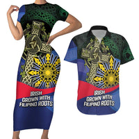 Personalized Irish Grown With Filipino Roots Couples Matching Short Sleeve Bodycon Dress and Hawaiian Shirt