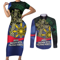 Personalized Irish Grown With Filipino Roots Couples Matching Short Sleeve Bodycon Dress and Long Sleeve Button Shirt