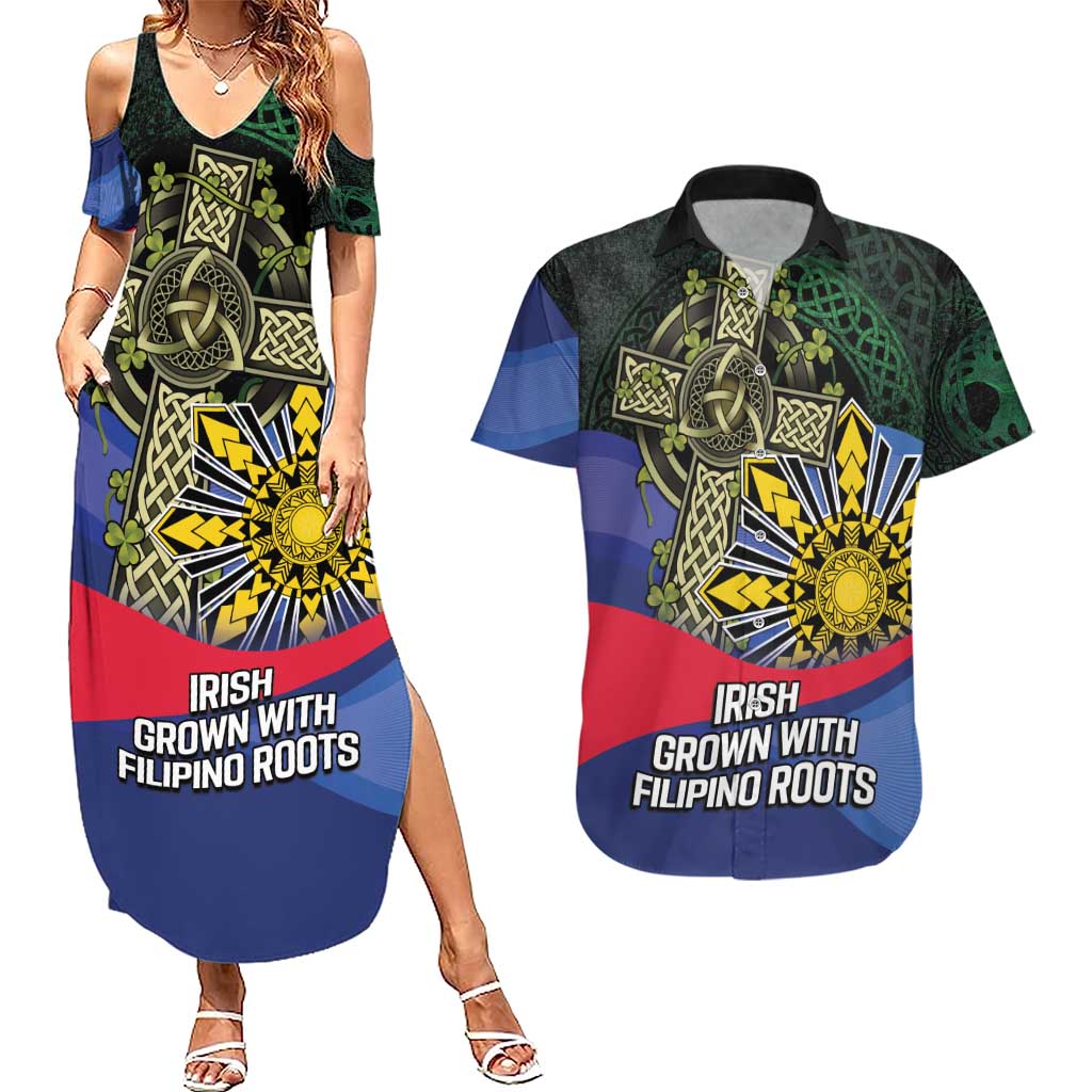 Personalized Irish Grown With Filipino Roots Couples Matching Summer Maxi Dress and Hawaiian Shirt