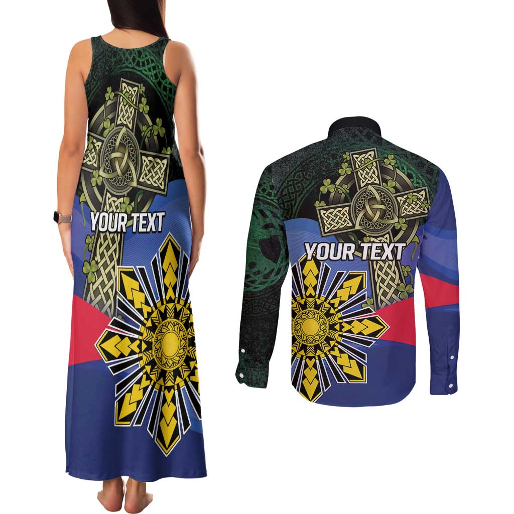 Personalized Irish Grown With Filipino Roots Couples Matching Tank Maxi Dress and Long Sleeve Button Shirt