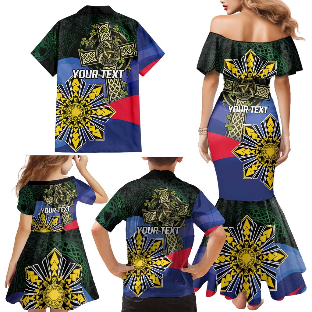 Personalized Irish Grown With Filipino Roots Family Matching Mermaid Dress and Hawaiian Shirt