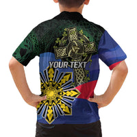 Personalized Irish Grown With Filipino Roots Family Matching Off The Shoulder Long Sleeve Dress and Hawaiian Shirt