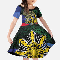 Personalized Irish Grown With Filipino Roots Family Matching Off The Shoulder Long Sleeve Dress and Hawaiian Shirt
