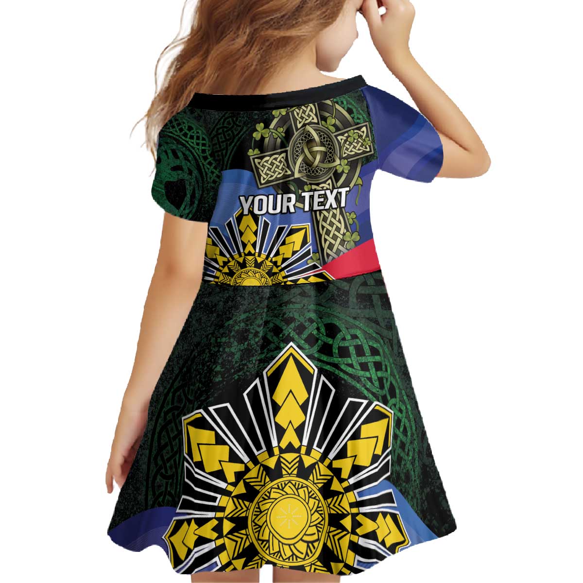 Personalized Irish Grown With Filipino Roots Family Matching Off The Shoulder Long Sleeve Dress and Hawaiian Shirt