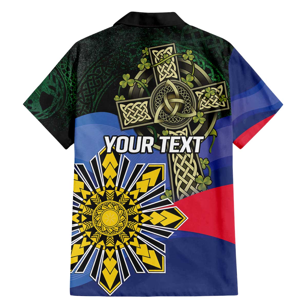 Personalized Irish Grown With Filipino Roots Family Matching Off The Shoulder Long Sleeve Dress and Hawaiian Shirt