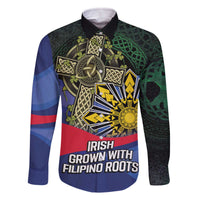 Personalized Irish Grown With Filipino Roots Family Matching Off The Shoulder Long Sleeve Dress and Hawaiian Shirt