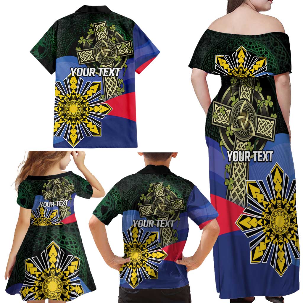 Personalized Irish Grown With Filipino Roots Family Matching Off Shoulder Maxi Dress and Hawaiian Shirt