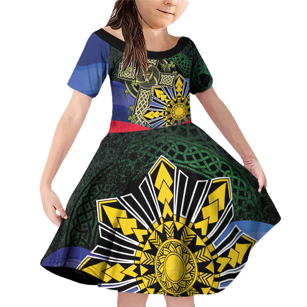 Personalized Irish Grown With Filipino Roots Family Matching Off Shoulder Short Dress and Hawaiian Shirt