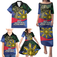 Personalized Irish Grown With Filipino Roots Family Matching Puletasi and Hawaiian Shirt